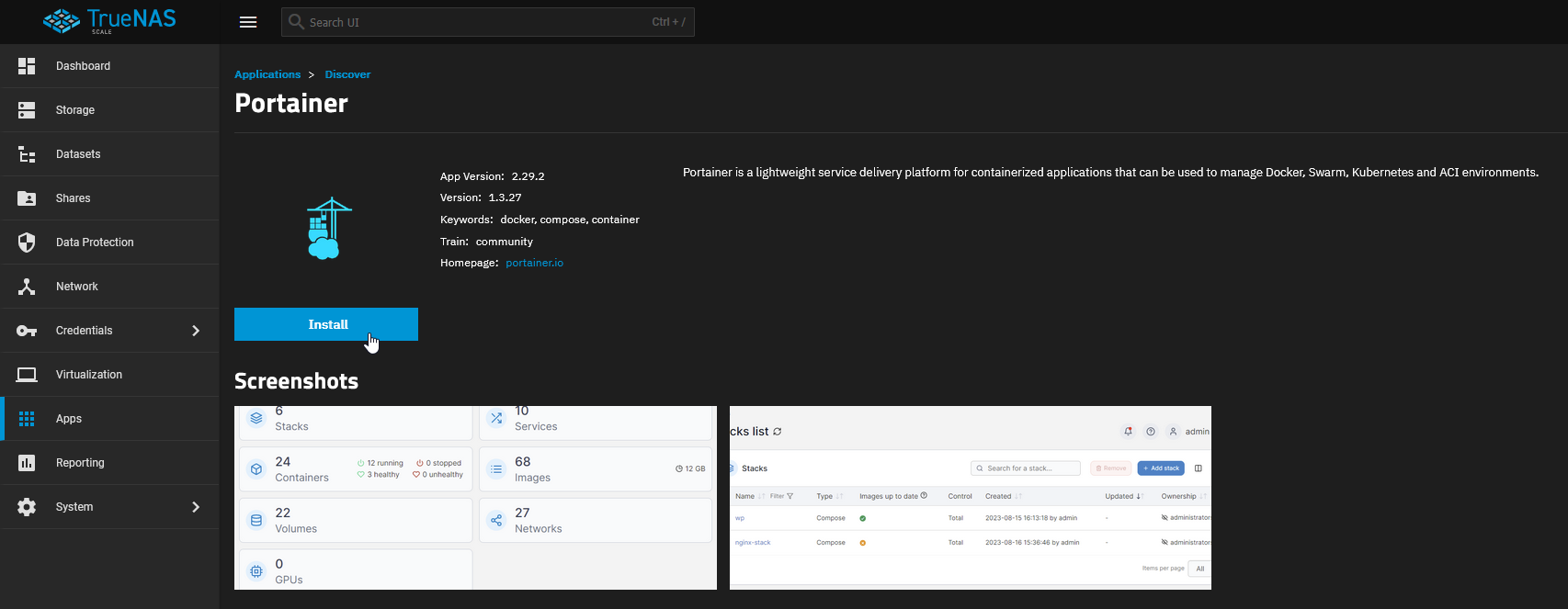 Portainer App Install